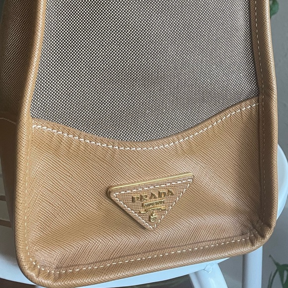 Prada Saffiano Leather and Canvas Tote - Picture 2 of 12